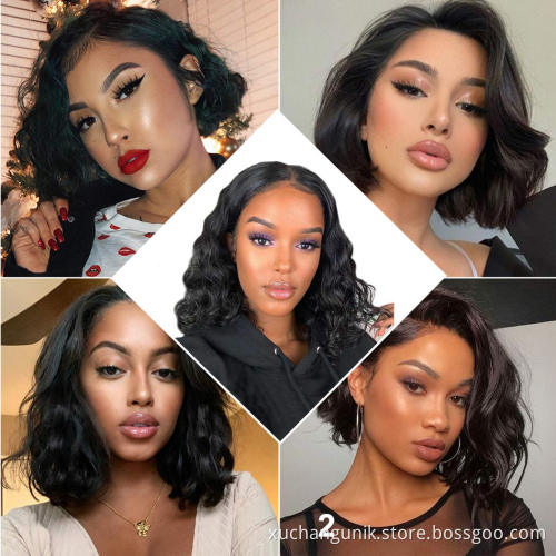 Uniky Short Loose Body Wave Wavy Lace Front Human Hair Wigs for Black Women Full Hd Frontal Wig Human Hair Ocean Wave Bob Wigs